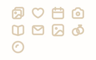 Wedding Photographer Line Icons