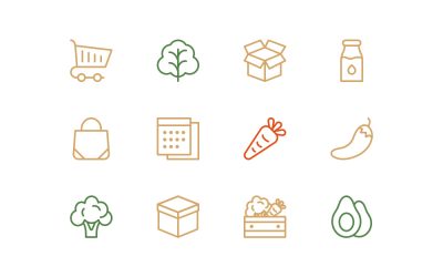 Produce Box Line Icons