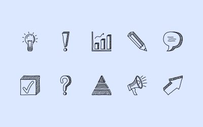 Social Media Consultant Hand Drawn Line Icons