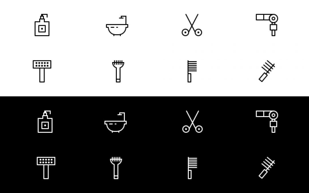 Dog Grooming Line Icons