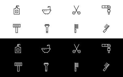 Dog Grooming Line Icons