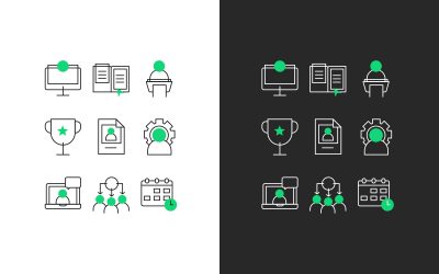 Online Course Line Icons
